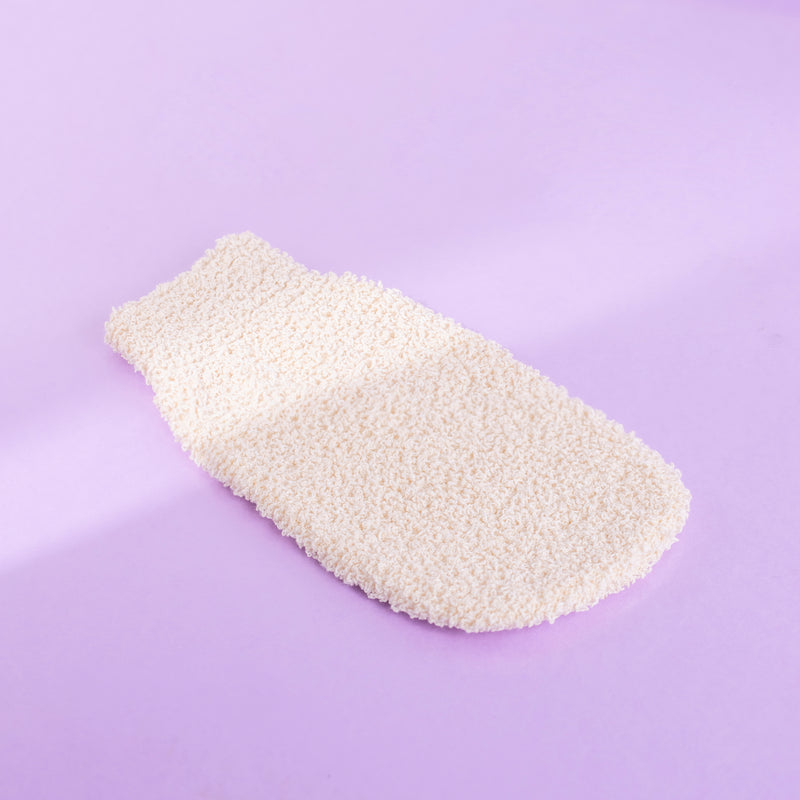 White Organic Bamboo Exfoliating mitt